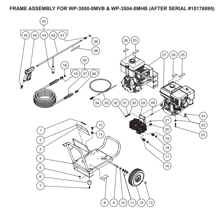 WP-3500-0MVB Pressure washer parts & breakdown